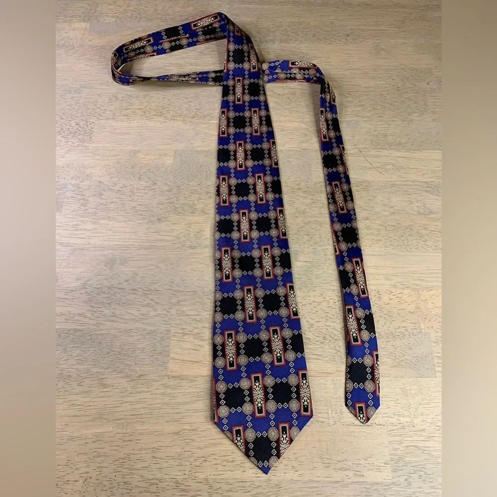 Boston Harbor Multicolor Geometric Men's Tie Silk 3.75
